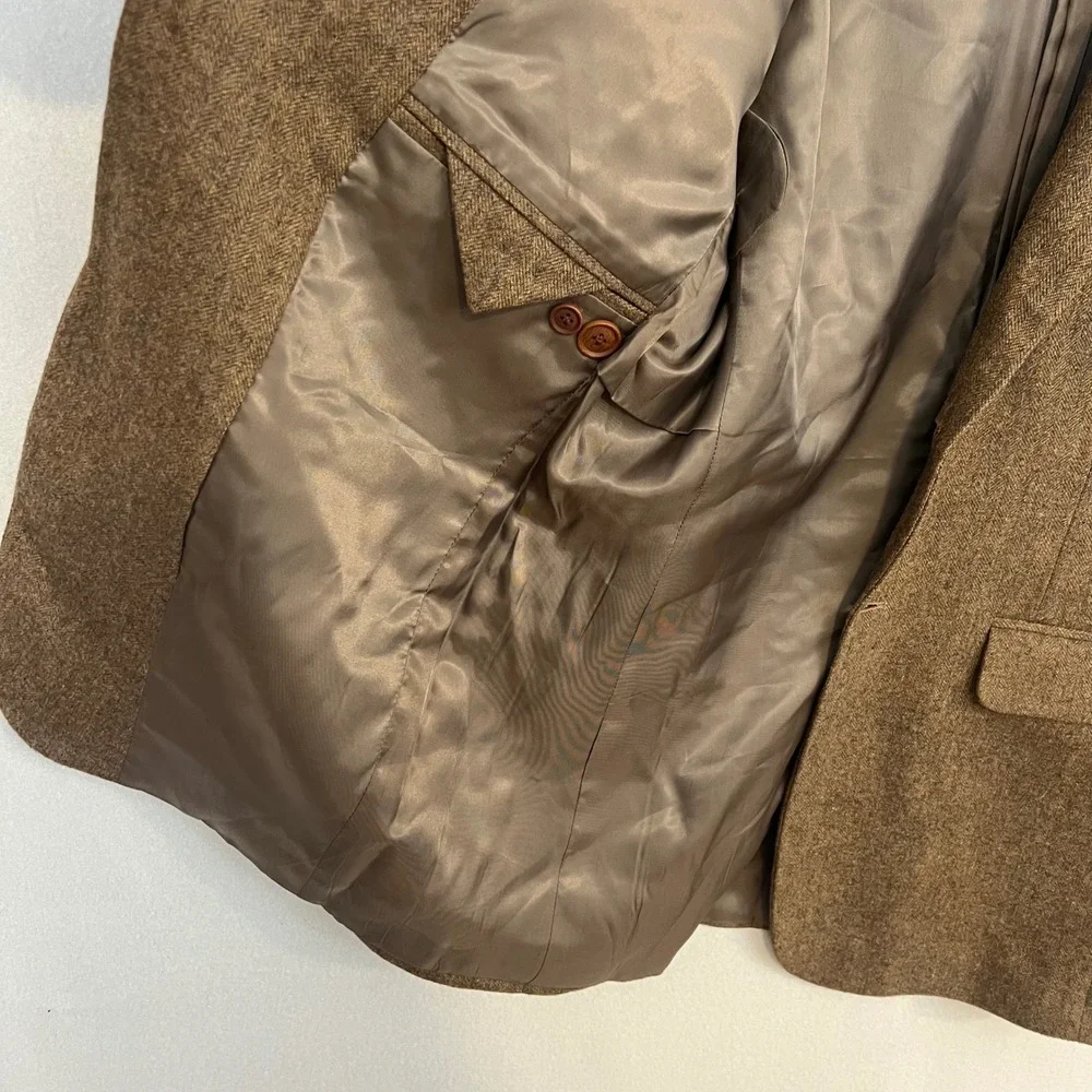 StudioSuits Mens Bespoke‎ Blazer Brown Herringbone Tweed Academic Professional